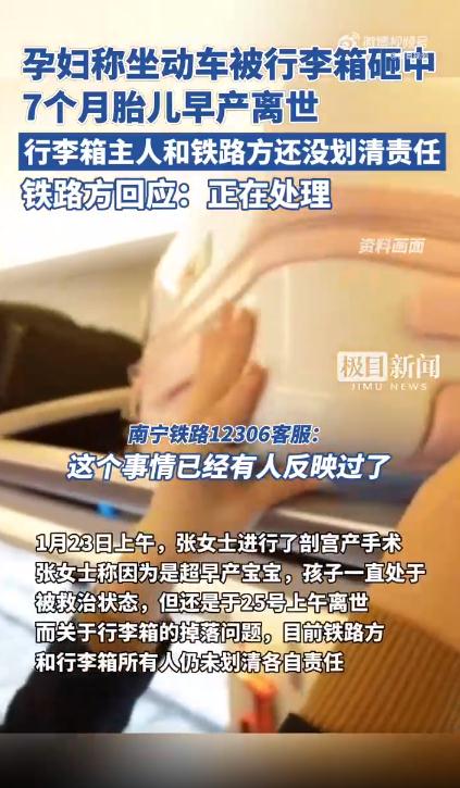 12306回应孕妇被行李箱砸中致早产