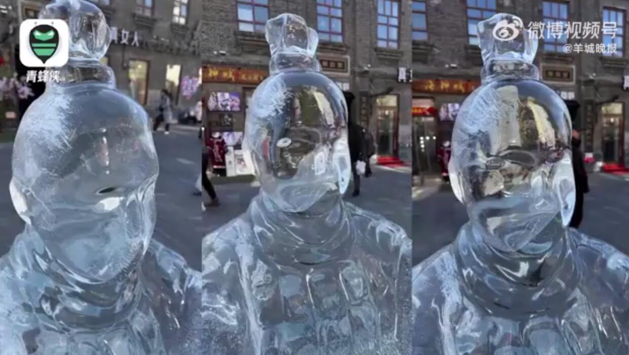 哈尔滨“冰马俑”被盘成了光头