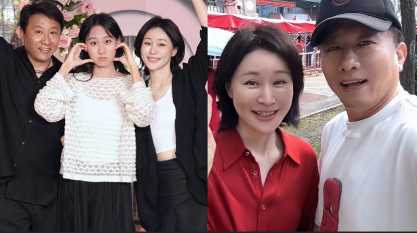 演员房子斌杨雨婷送女儿参加高考 