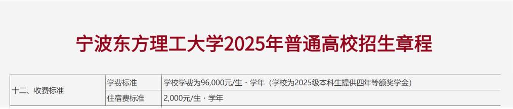 浙江一大学学费每人每学年9.6万