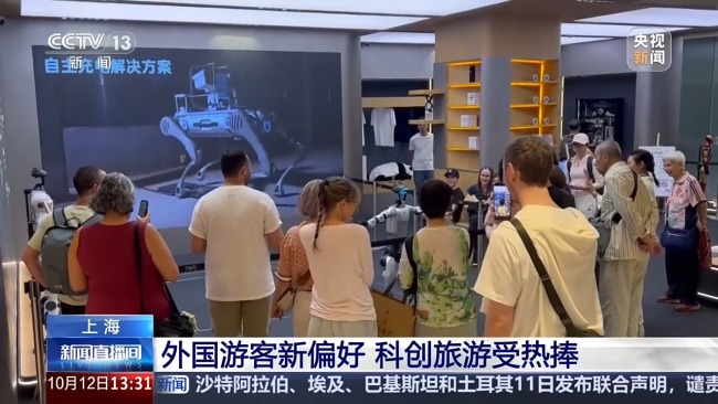  外国游客爱上中国科技