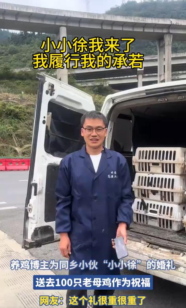 养鸡博主为小小徐婚礼送100只老母鸡